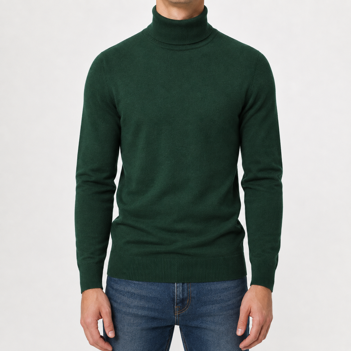 Men’s Turtleneck Jumper – Warm Knitted Roll Neck Pullover