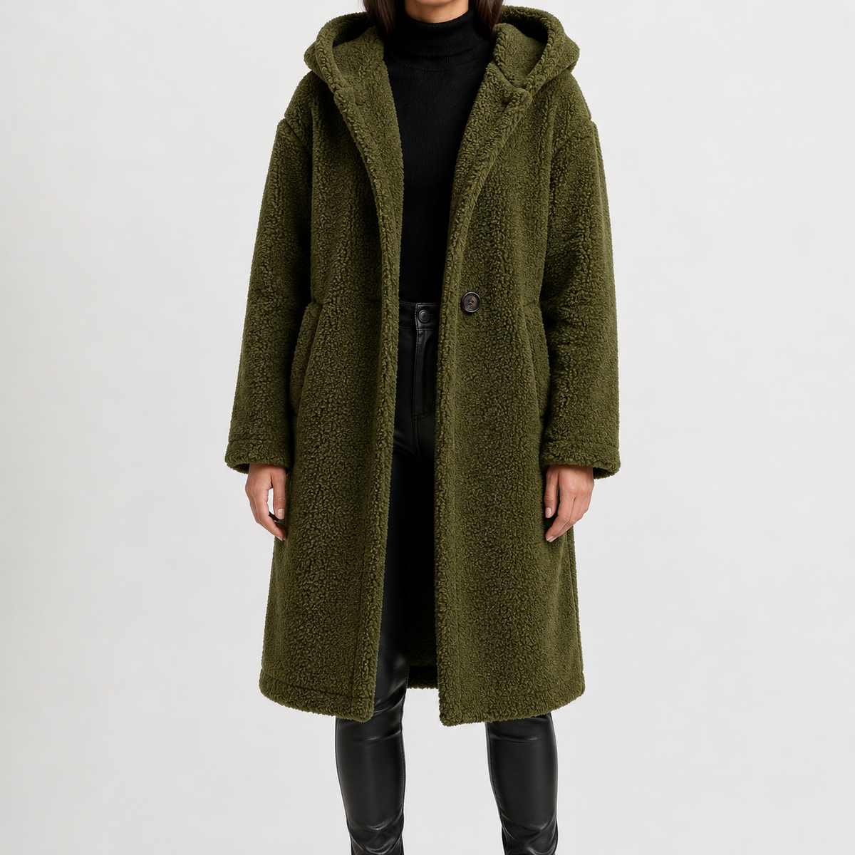 Women’s Teddy Coat – Longline Faux Fur Plush Winter Coat