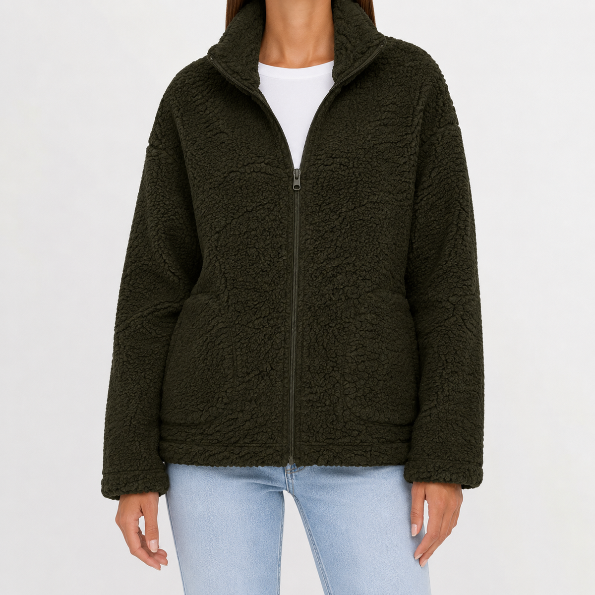Women’s Fleece Jacket – Plush Warm Long Sleeve Casual Coat