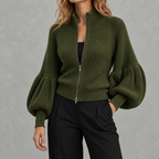 Women’s Textured Jumper – Fluffy Lantern Sleeve Long Sleeve Pullover