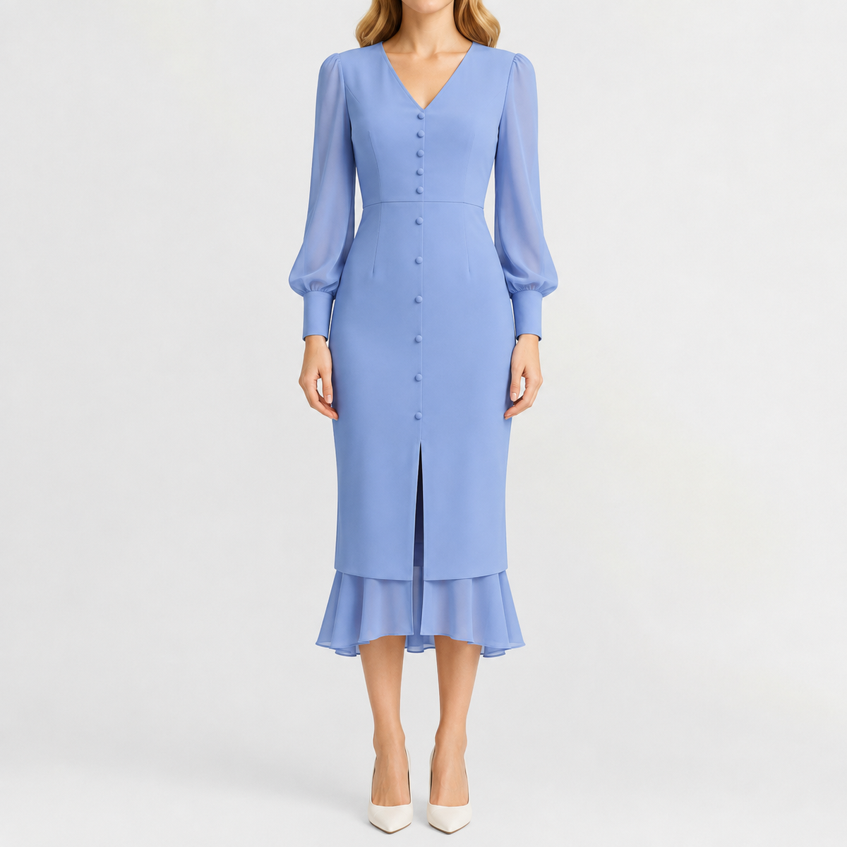 Women’s Winter Dress – French-Inspired Long Sleeve Midi Dress