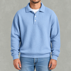 Men’s Long Sleeve Polo Shirt – Waffle Knit Retro Short Sleeve Textured Top