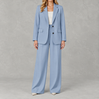 Women’s Wide Leg Suit – Casual Blazer and Trousers Two-Piece Set