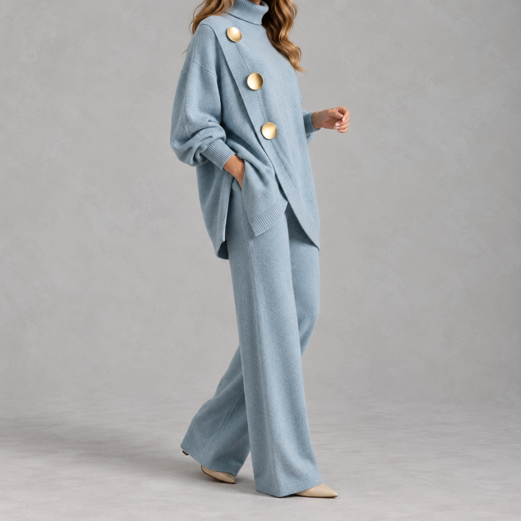 Women’s Knitted Jumper Set – Asymmetric Two-Piece Knitwear Co-Ord