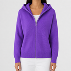 Women’s Knitted Hoodie – Full Zip Hooded Cardigan Jumper
