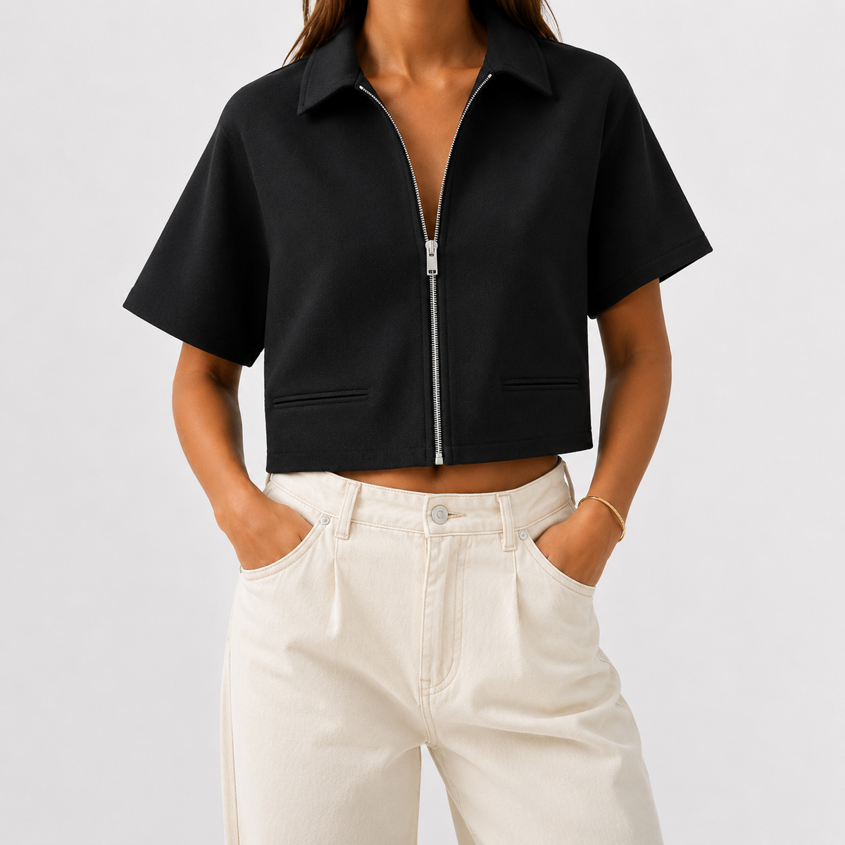 Women’s Cropped Jacket – Lightweight Short Autumn Jacket Shirt