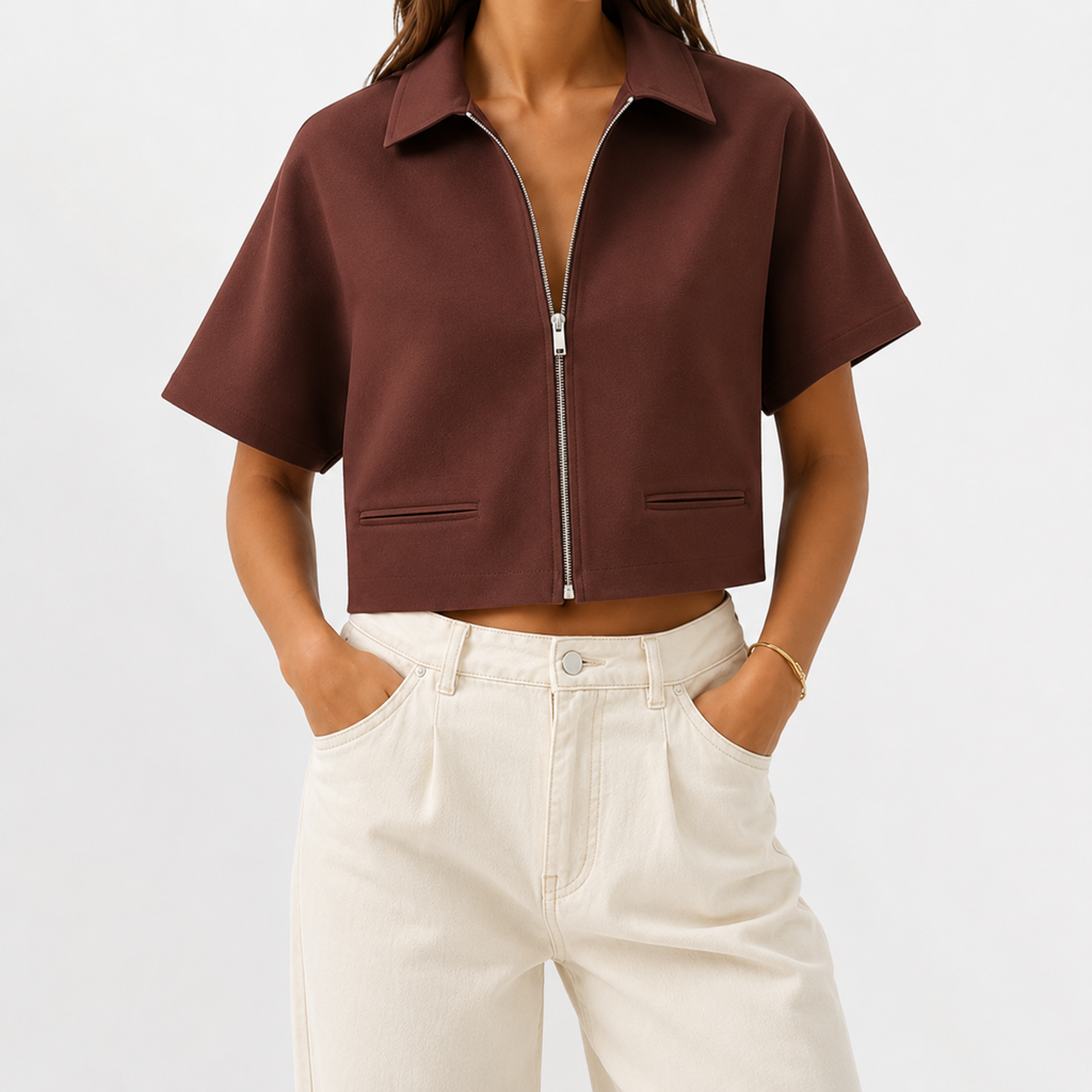 Women’s Cropped Jacket – Lightweight Short Autumn Jacket Shirt