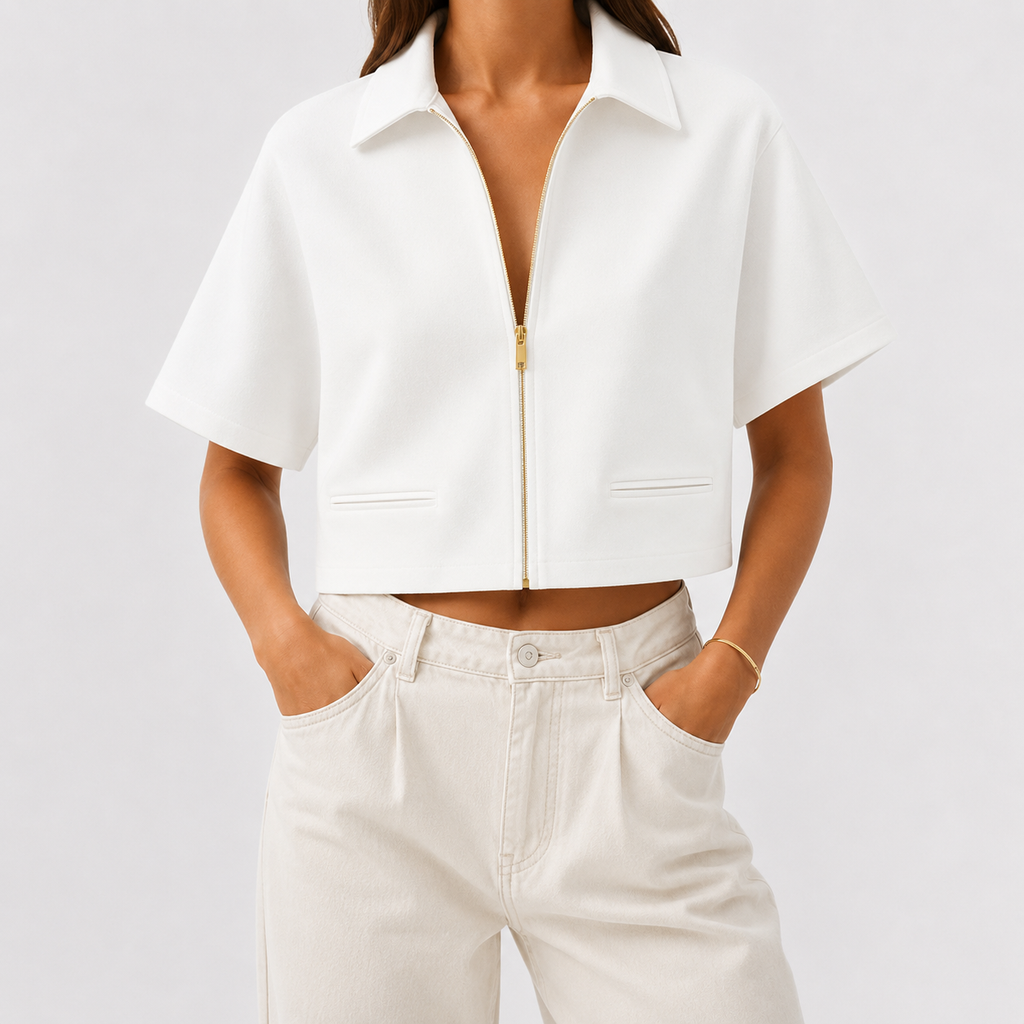 Women’s Cropped Jacket – Lightweight Short Autumn Jacket Shirt