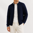 Men’s Knitted Zip Jacket – Lightweight Half Zip High Neck Jumper