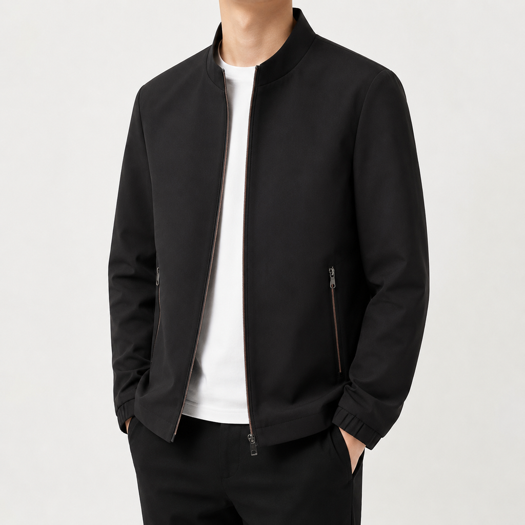 Men’s Casual Jacket – Relaxed Fit Stand Collar Lightweight Jacket