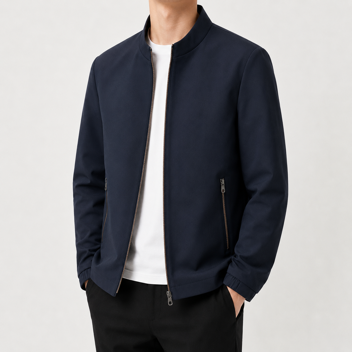 Men’s Casual Jacket – Relaxed Fit Stand Collar Lightweight Jacket