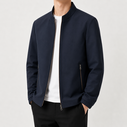 Men’s Casual Jacket – Relaxed Fit Stand Collar Lightweight Jacket