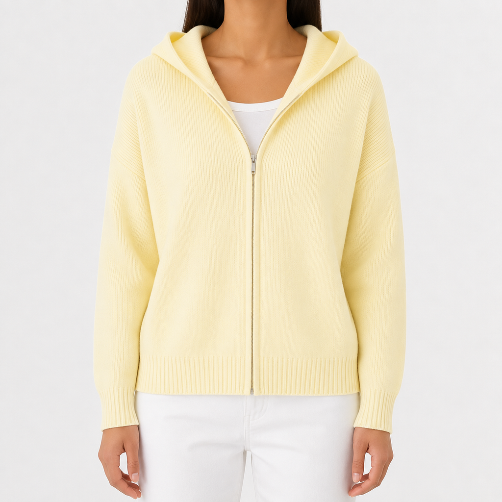 Women’s Knitted Hoodie – Full Zip Hooded Cardigan Jumper