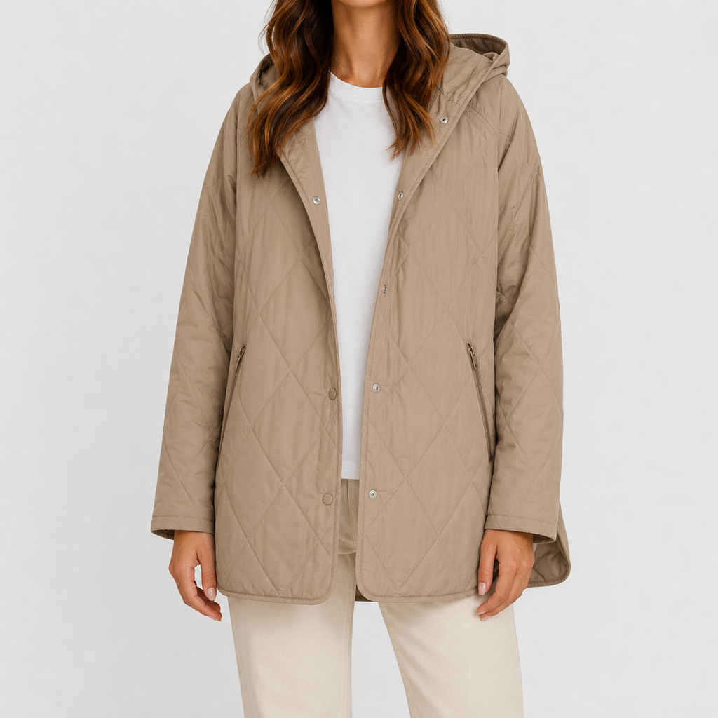 Women’s Quilted Jacket – Lightweight Diamond Quilted Hooded Coat