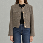 Women’s Chanel Style Jacket – French-Inspired Coffee Brown Short Jacket