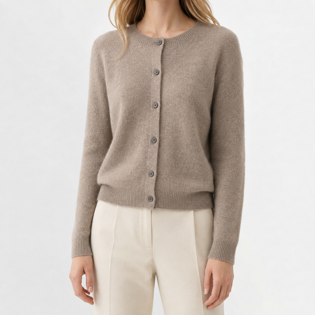 Women’s Cardigan – Plus Size Loose Fit Round Neck Knitted Jumper