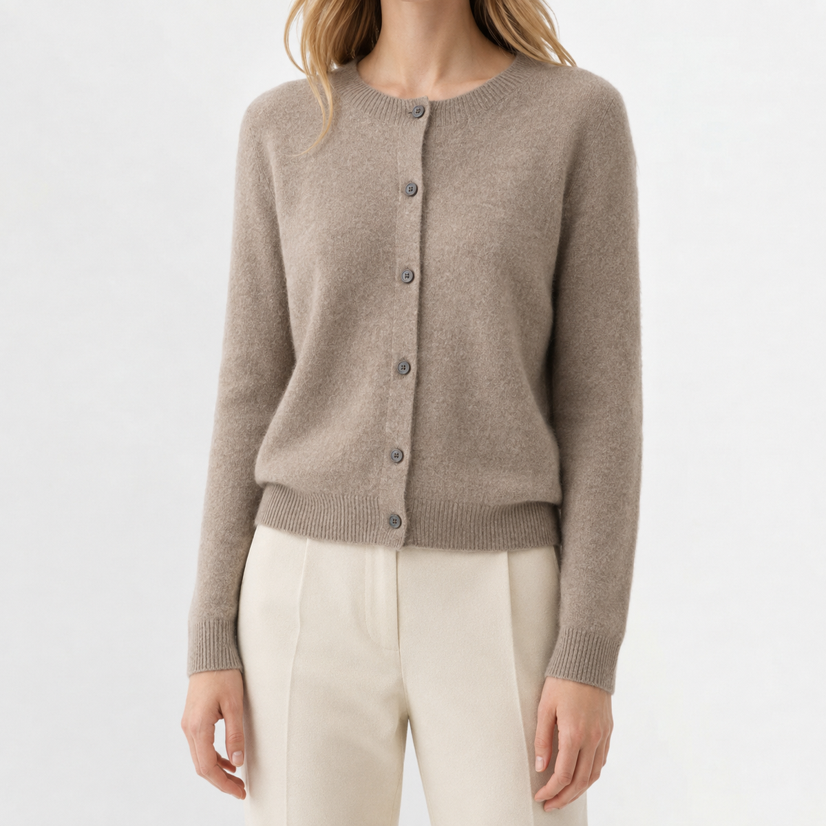 Women’s Cardigan – Plus Size Loose Fit Round Neck Knitted Jumper