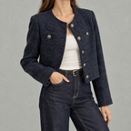 Women’s Chanel Style Jacket – French-Inspired Coffee Brown Short Jacket