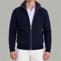 Men’s Knitted Cardigan – Full Zip Ribbed Jumper with Fur Collar