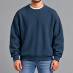 Men’s Waffle Knit Jumper – Relaxed Fit Textured Long Sleeve Pullover