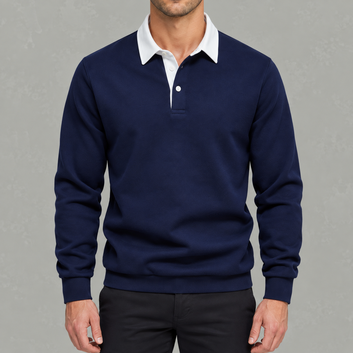 Men’s Polo Jumper – Long Sleeve Polo Collar Jumper