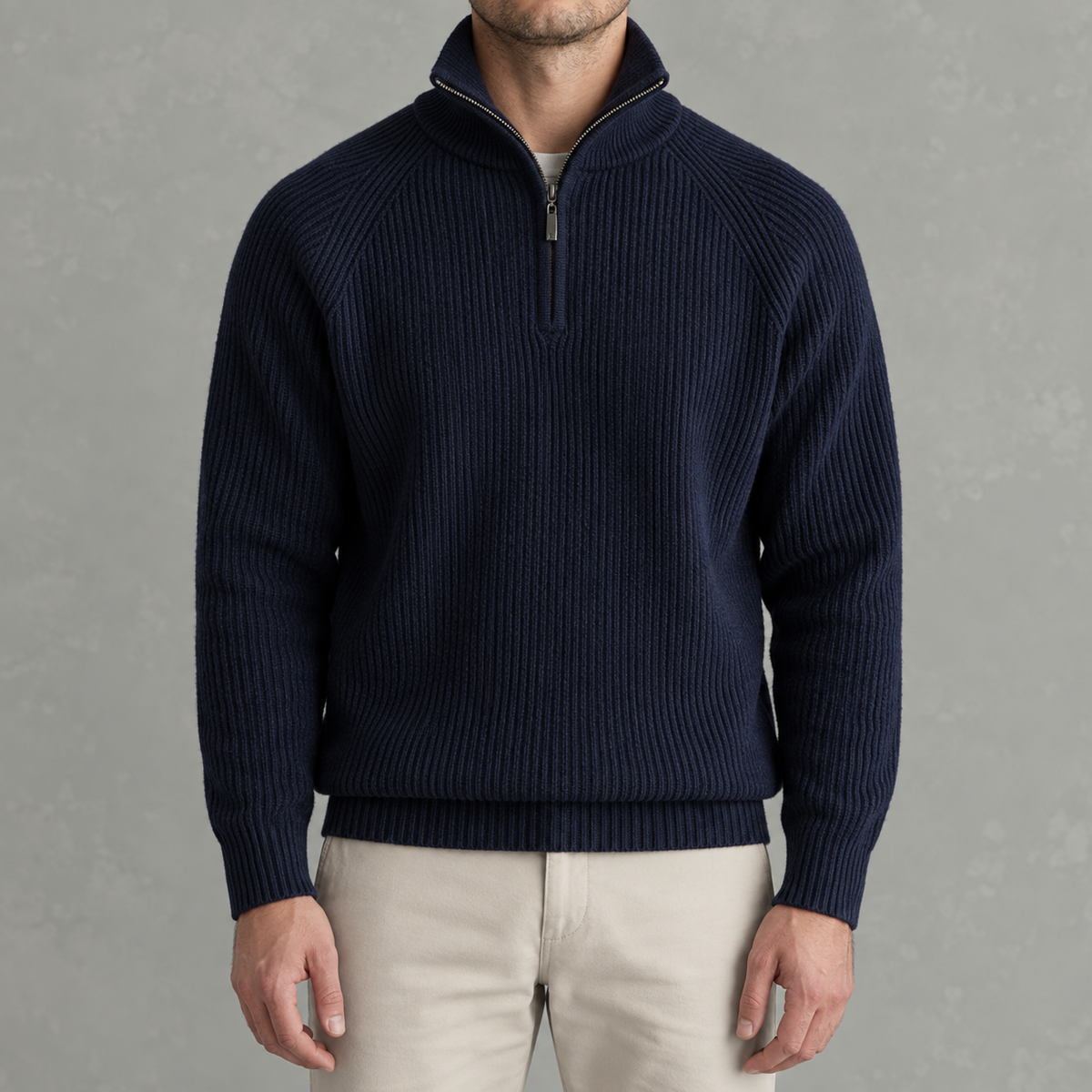 Men’s Quarter Zip Jumper – Slim Fit Soft Long Sleeve Base Layer Pullover