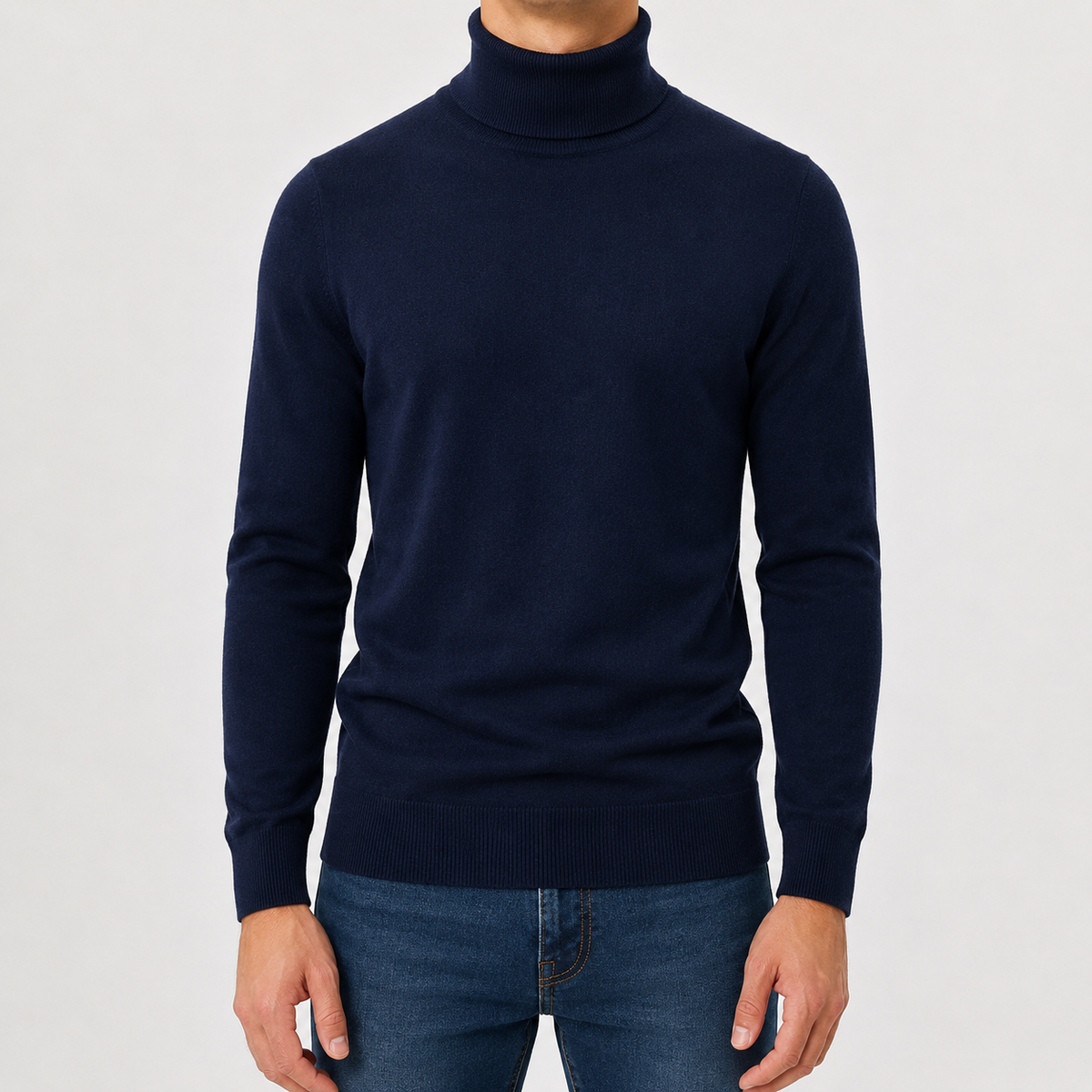 Men’s Turtleneck Jumper – Warm Knitted Roll Neck Pullover