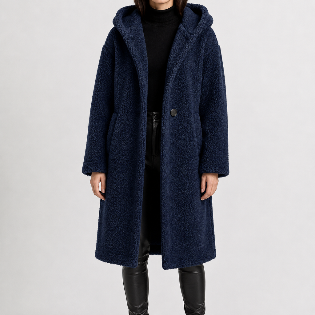 Women’s Teddy Coat – Longline Faux Fur Plush Winter Coat