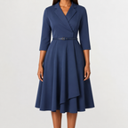 Women’s Autumn Dress – Long Sleeve Fitted Midi Dress with Elegant Silhouette