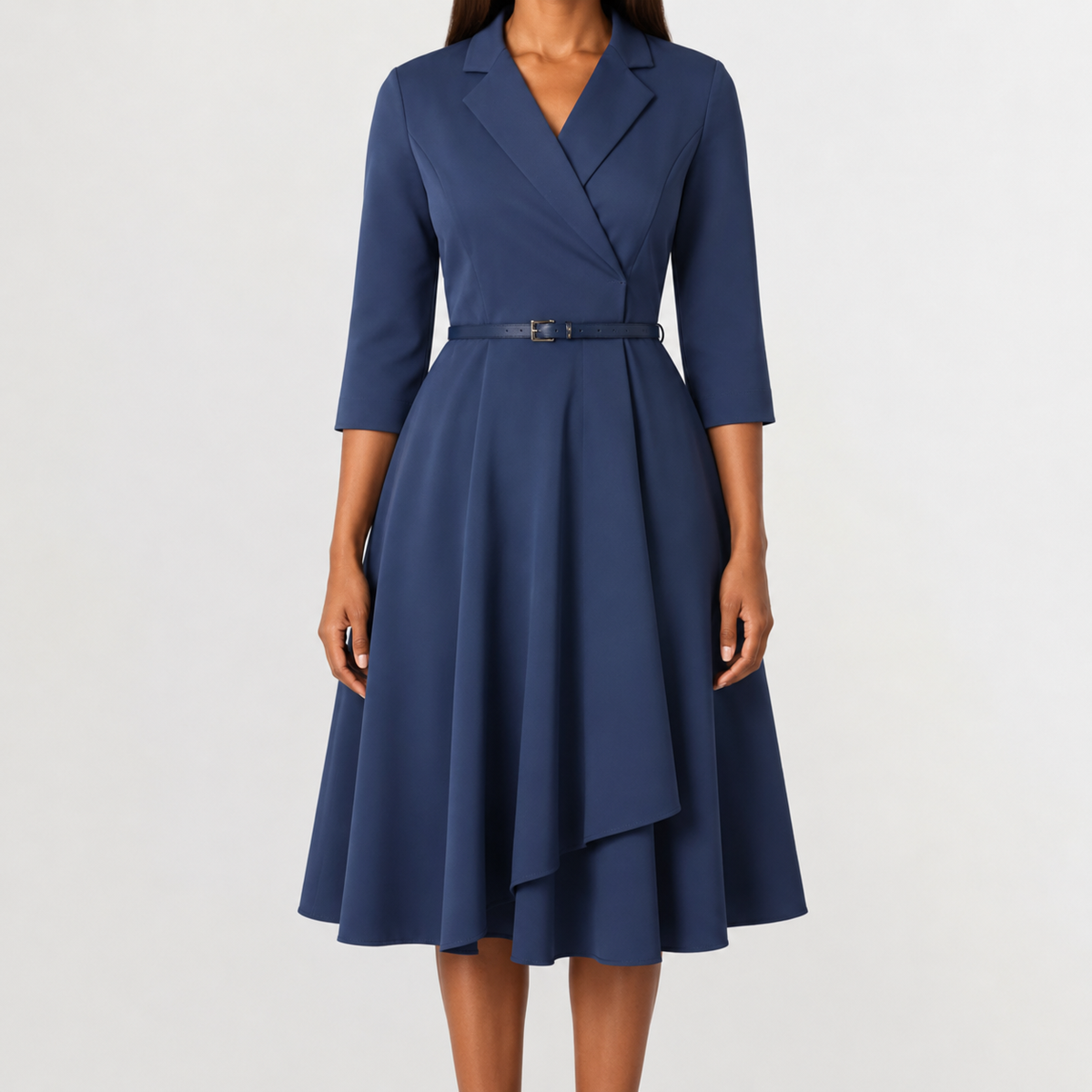Women’s Autumn Dress – Long Sleeve Fitted Midi Dress with Elegant Silhouette