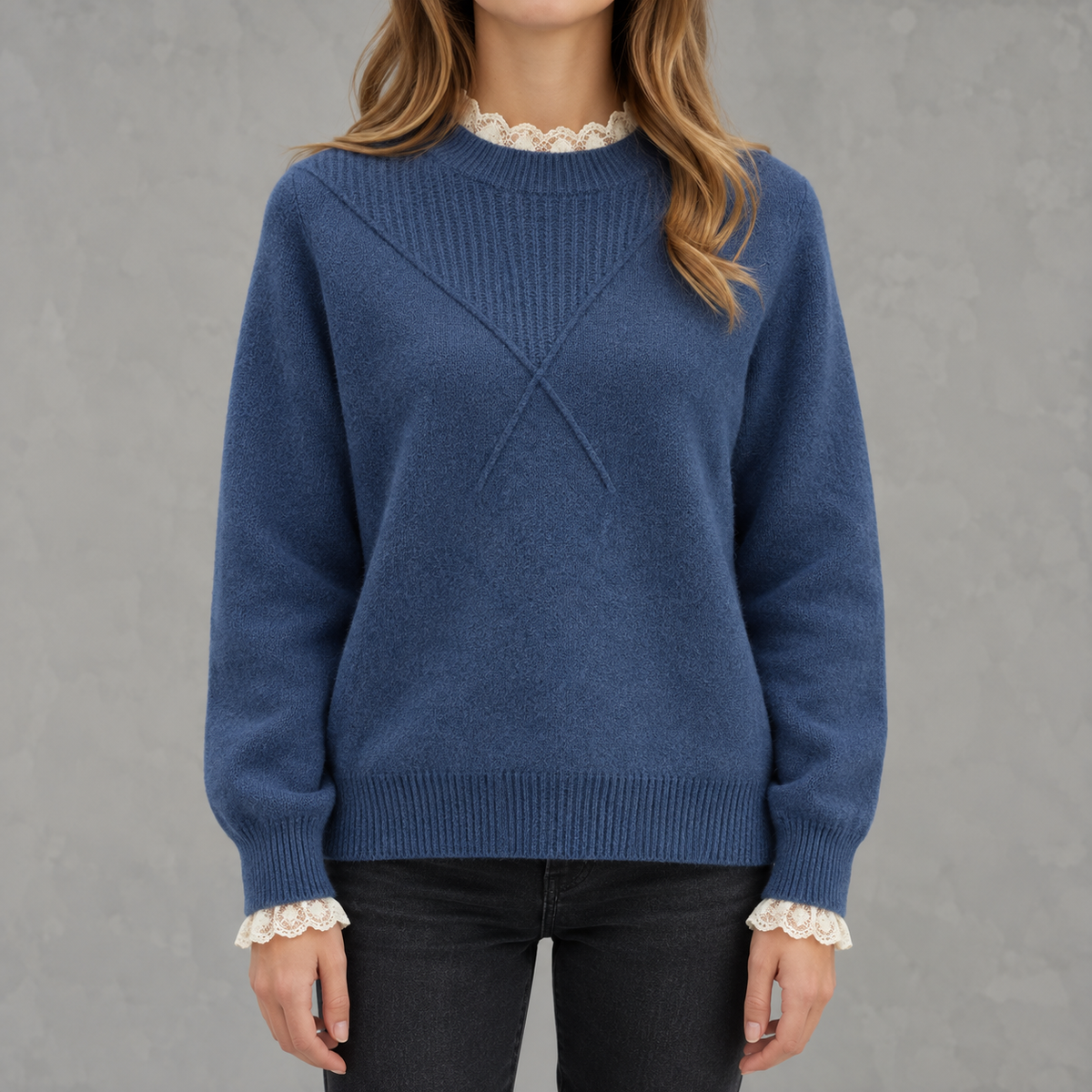Women’s Lace Top – Half Turtleneck Long Sleeve Bottoming Shirt