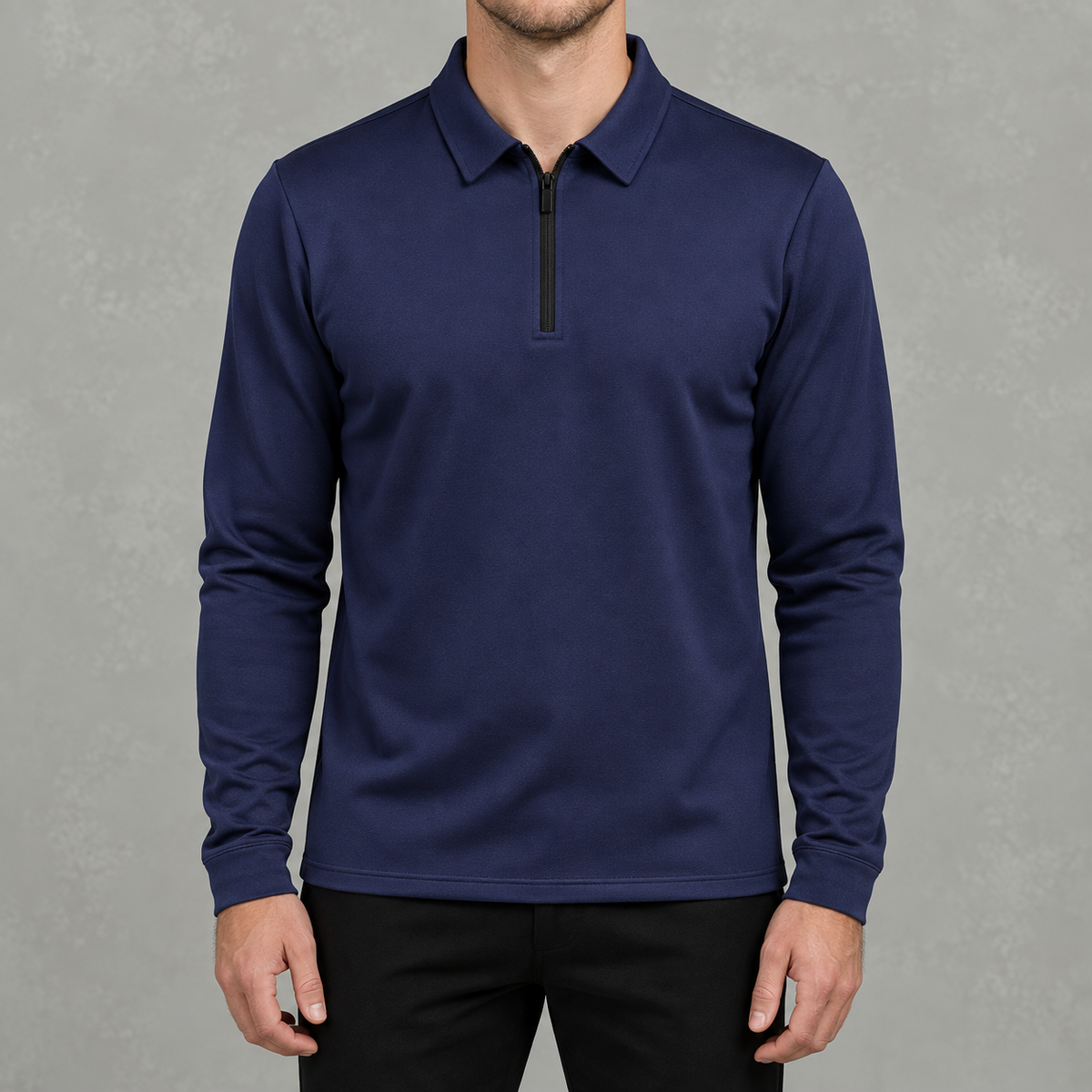 Men’s Quarter Zip Jumper – Fleece Lined Polo Collar Pullover