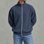 Men’s Waffle Knit Jacket – Stand Collar Full Zip Textured Casual Jacket