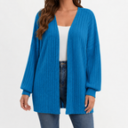 Women’s Cardigan – Long Sleeve Loose Fit Knitted Open Front Jumper