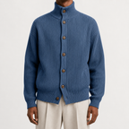 Men’s Roll Neck Cardigan – Knitted High Neck Button Front Jumper