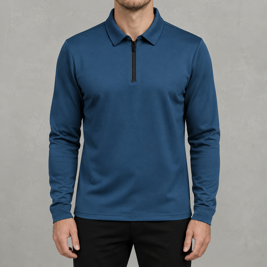 Men’s Quarter Zip Jumper – Fleece Lined Polo Collar Pullover
