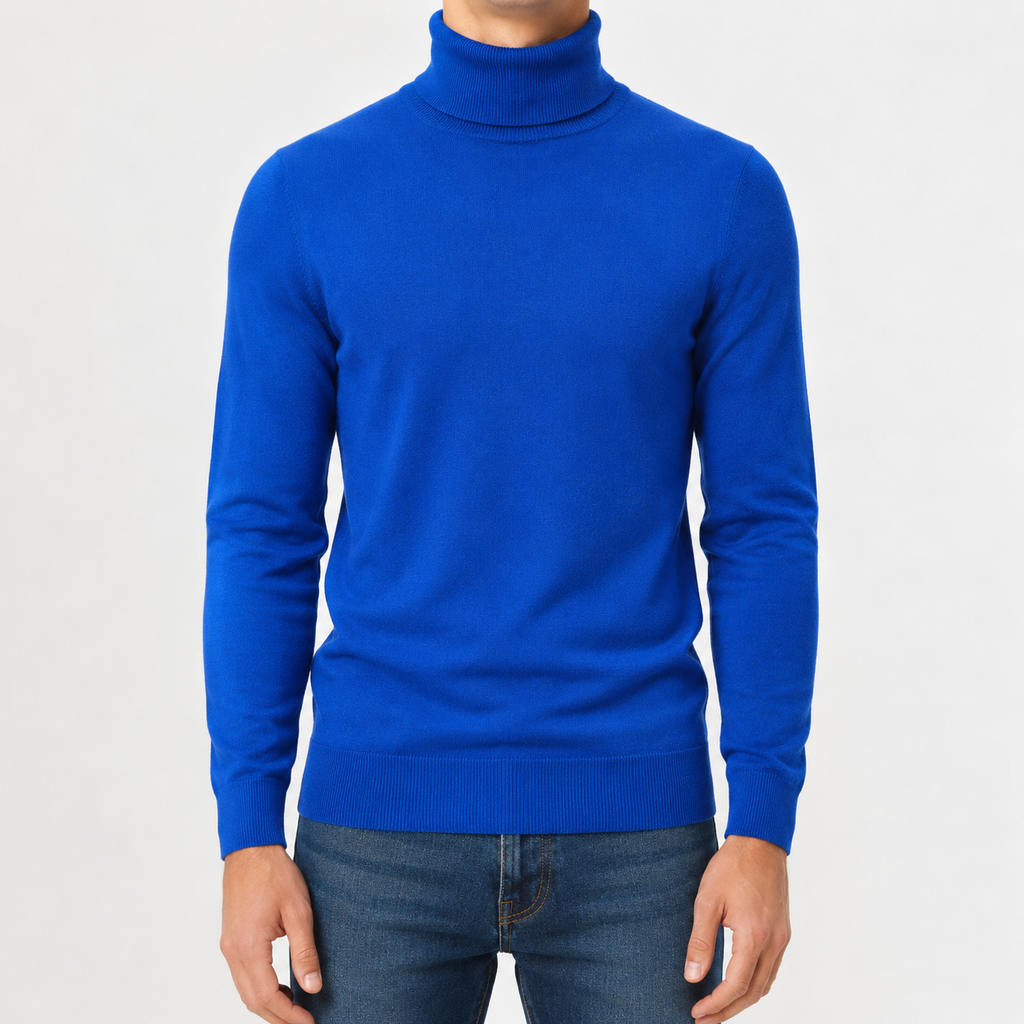 Men’s Turtleneck Jumper – Warm Knitted Roll Neck Pullover