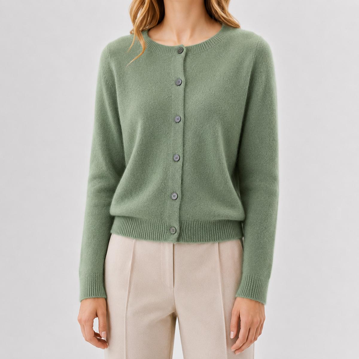 Women’s Cardigan – Plus Size Loose Fit Round Neck Knitted Jumper