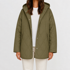 Women’s Quilted Jacket – Lightweight Diamond Quilted Hooded Coat