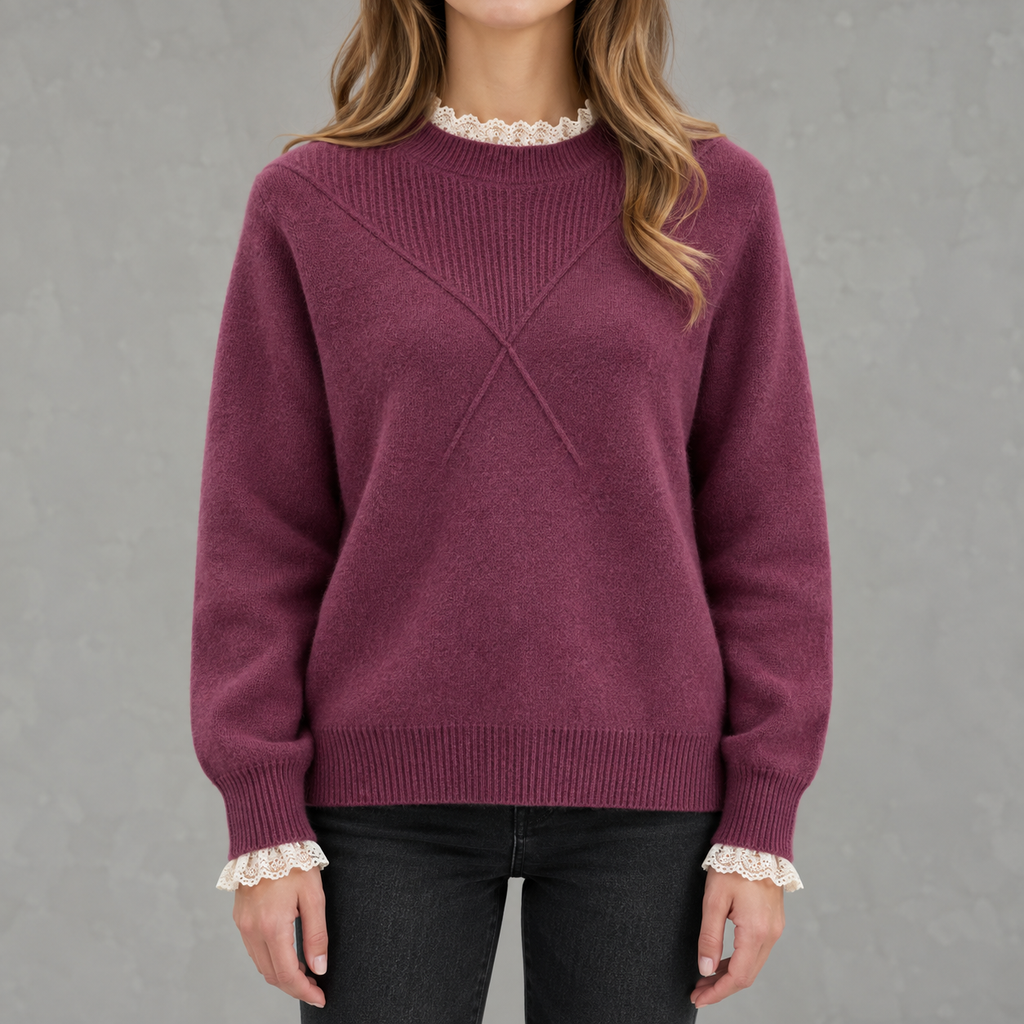 Women’s Lace Top – Half Turtleneck Long Sleeve Bottoming Shirt