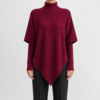 Women’s Asymmetric Jumper – Elegant Knitted Long Sleeve Pullover with Draped Hem
