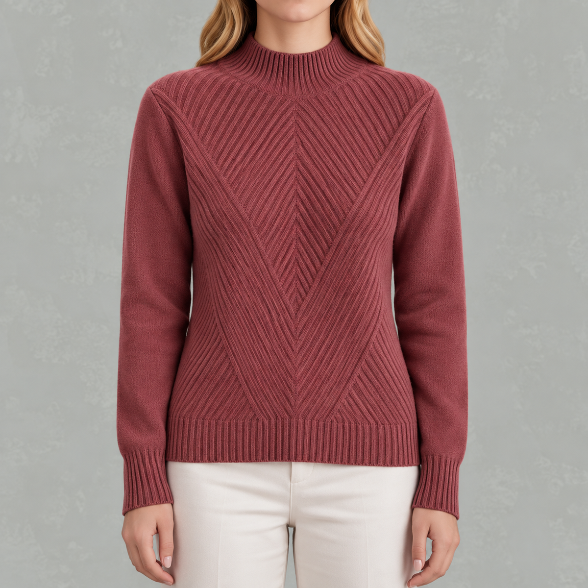 Women’s Jumper – Half Turtleneck Long Sleeve Knitted Jumper