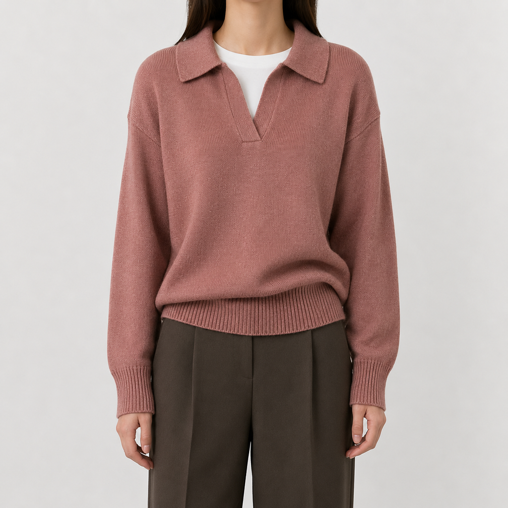 Women’s Retro Jumper – Casual Long Sleeve Knitted Pullover