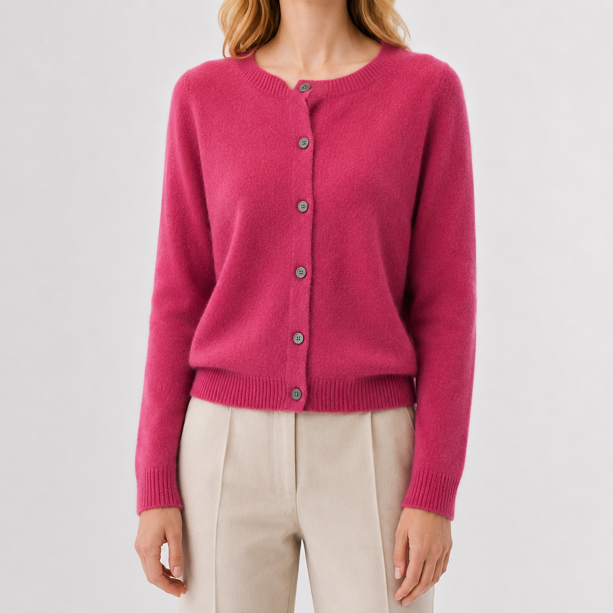 Women’s Cardigan – Plus Size Loose Fit Round Neck Knitted Jumper