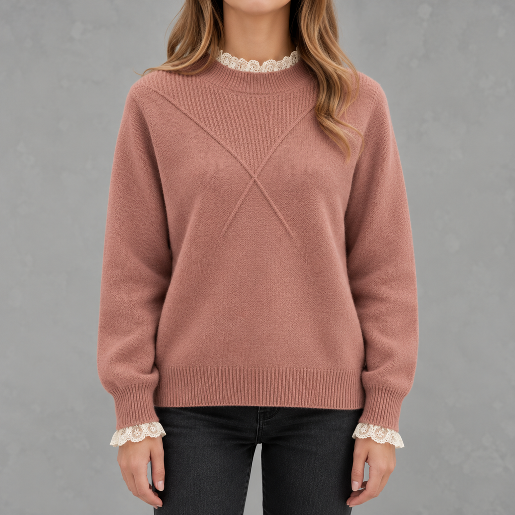 Women’s Lace Top – Half Turtleneck Long Sleeve Bottoming Shirt