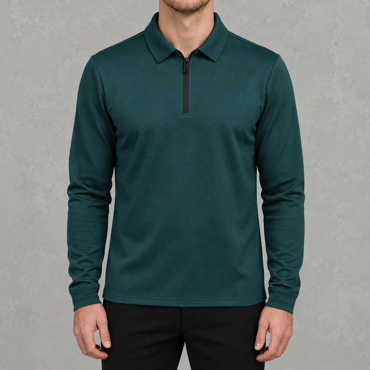 Men’s Quarter Zip Jumper – Fleece Lined Polo Collar Pullover