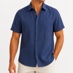 Men’s Linen Shirt – Short Sleeve Pure Linen Casual Summer Shirt