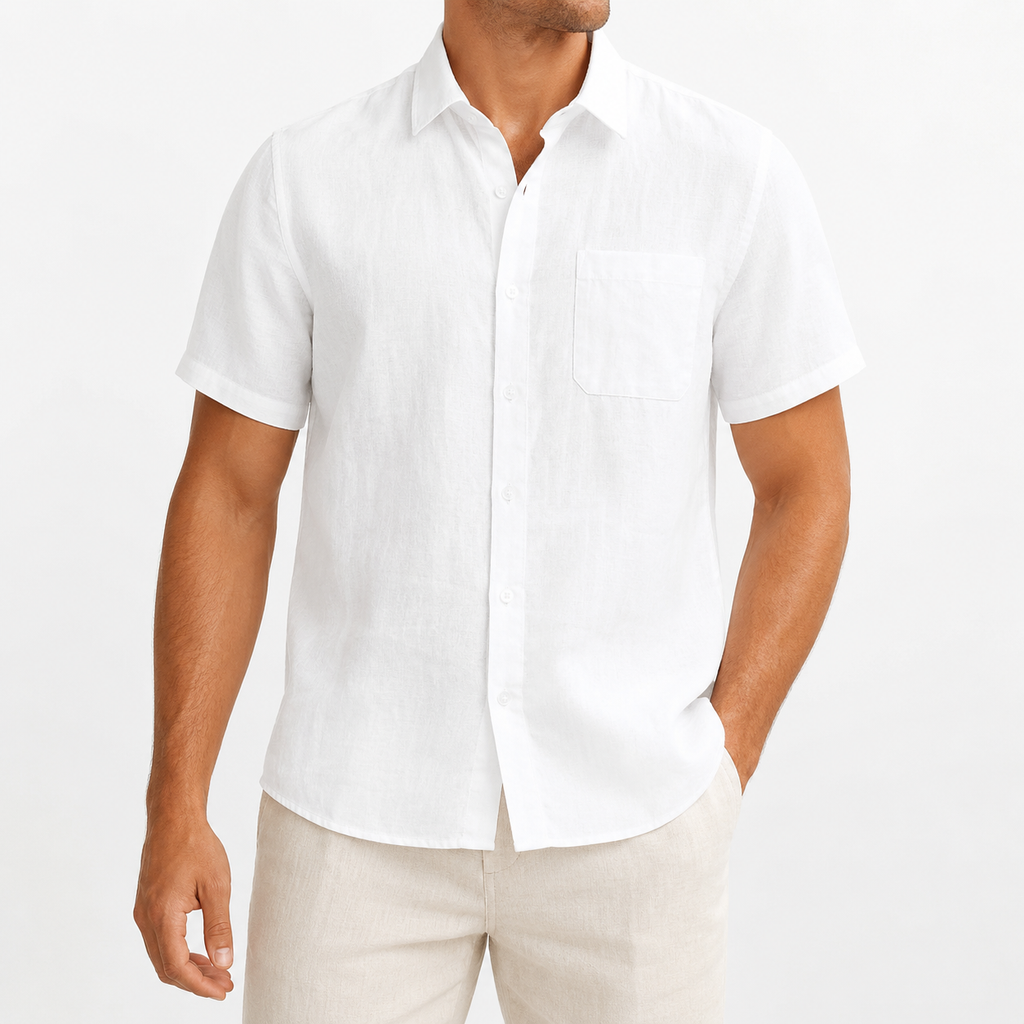 Men's Casual Short Sleeve Linen Shirt