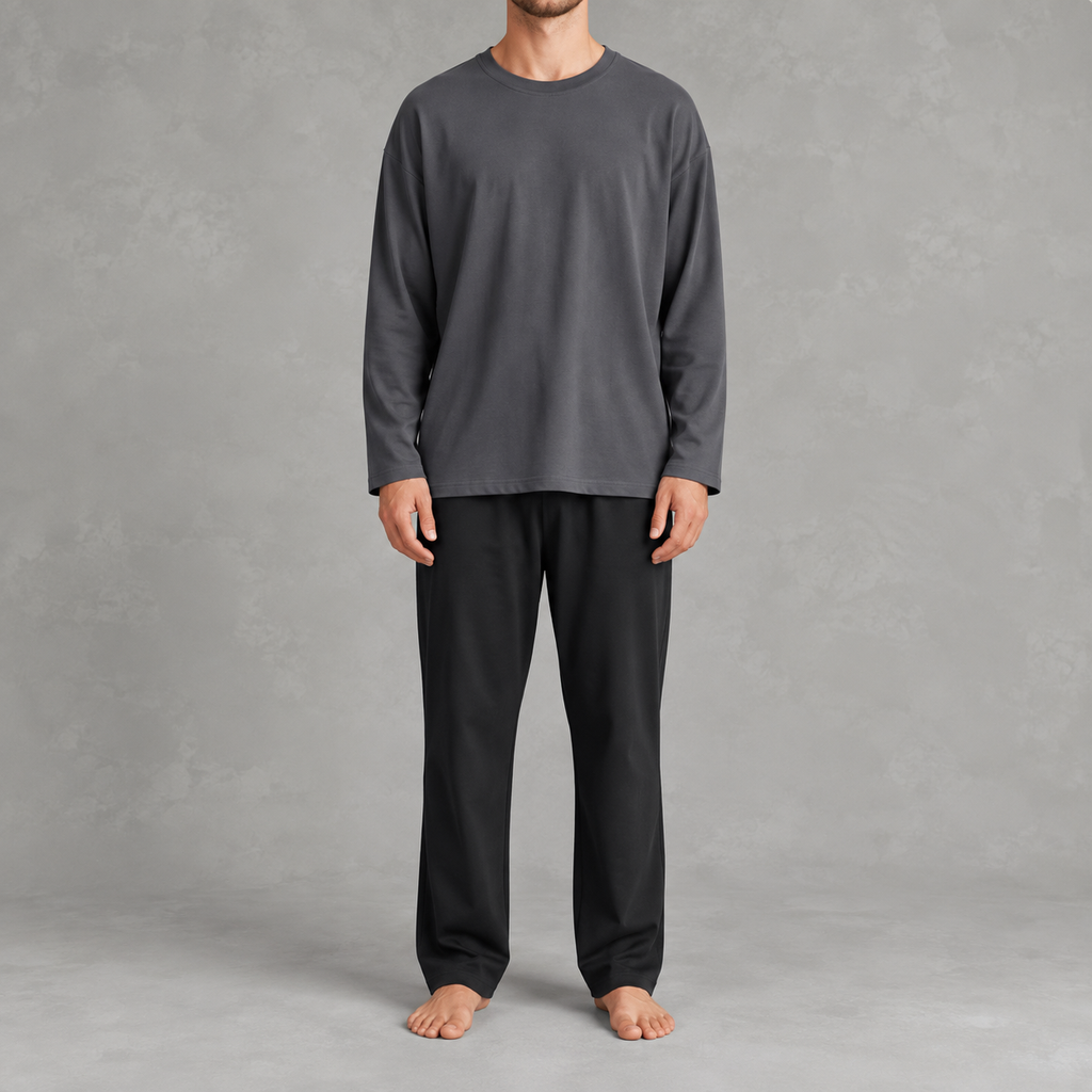 Men’s Cotton Pyjama Set – 100% Cotton Long Sleeve Top and Trousers