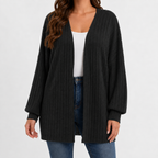 Women’s Cardigan – Long Sleeve Loose Fit Knitted Open Front Jumper